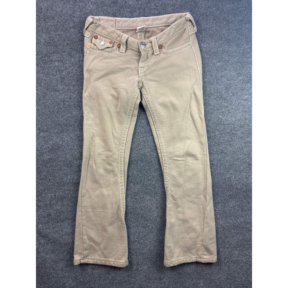True Religion Soft Corduroy Pants Womens 26 Low Rise Contrast Stitch Flare